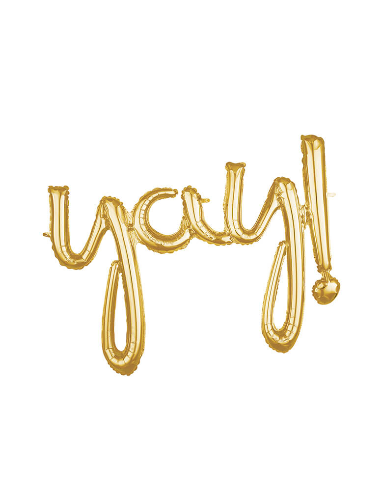 Anagram Balloons - 36694 Script Phrase "Yay!" Gold. Bring this 35 inches 'yay!' gold script letter foil balloon to your happy celebration