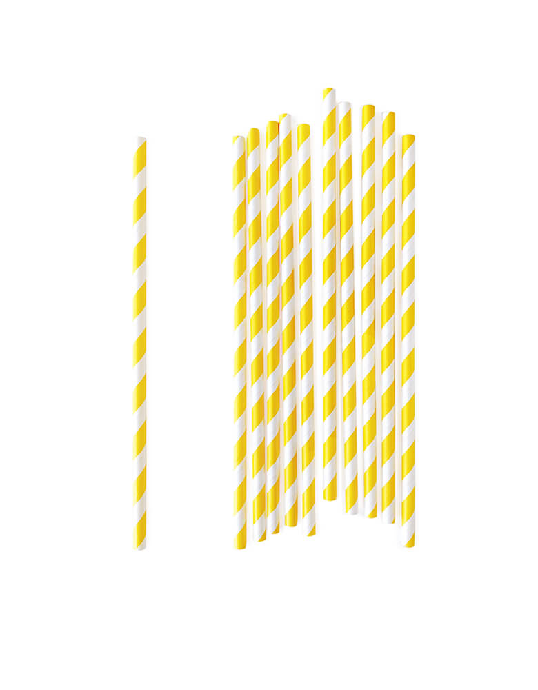 eco-friendly disposable Yellow stripes paper straws 
