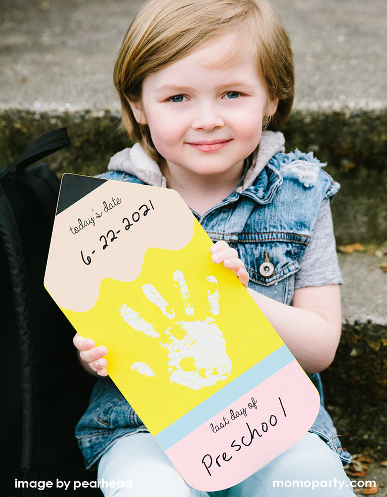 First or Last Day of School Reversible Pencil Handprint Sign