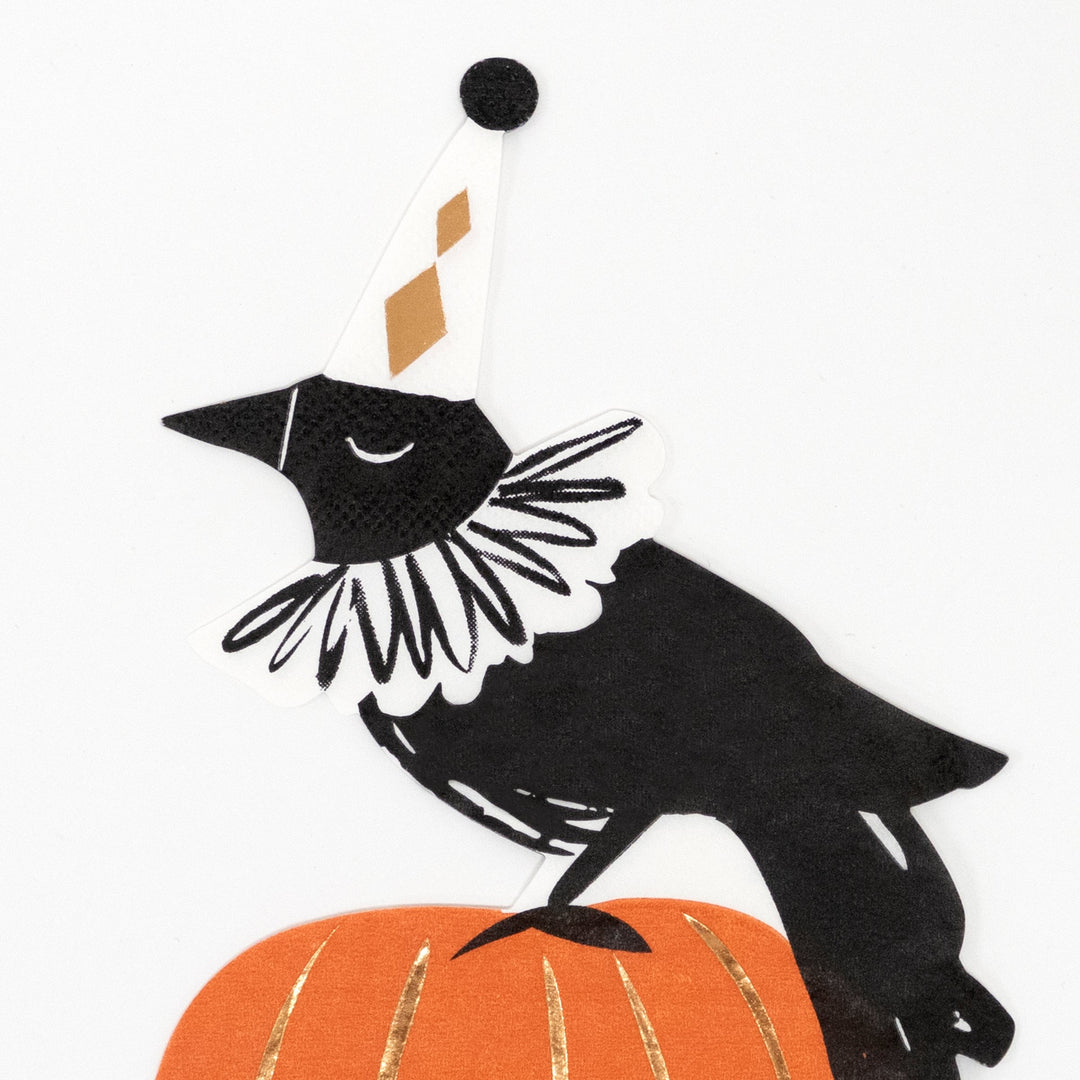Vintage Halloween Crow Napkins (Set of 16)