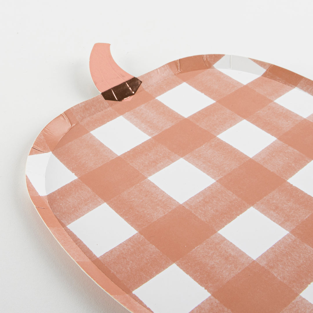 Gingham Pumpkin Plates (Set of 8)