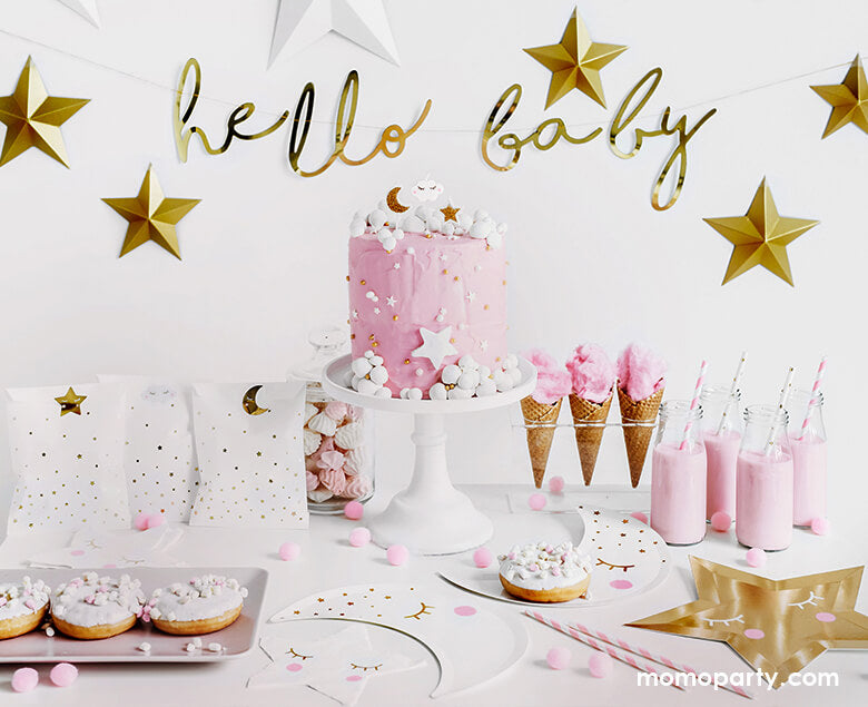 Hello Baby Gold Banner
