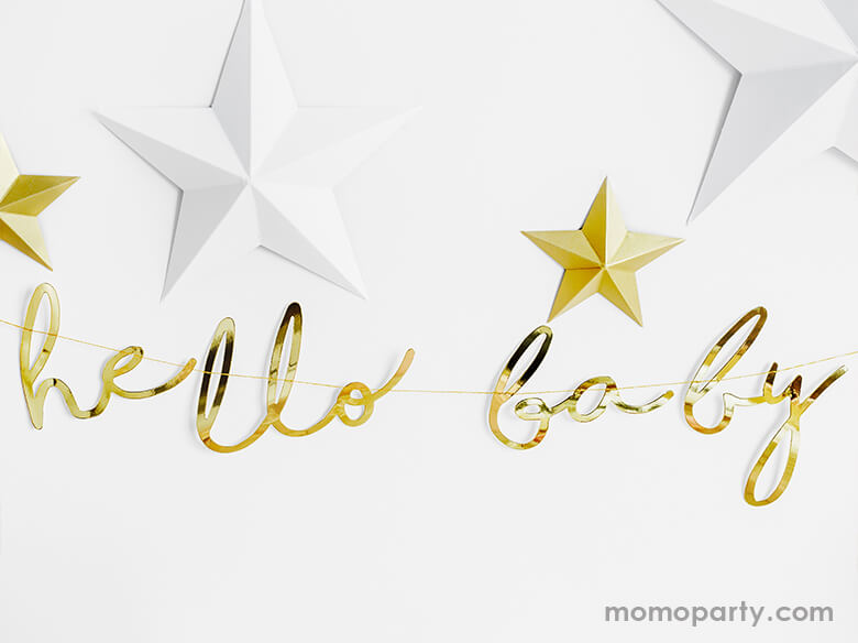 Hello Baby Gold Banner