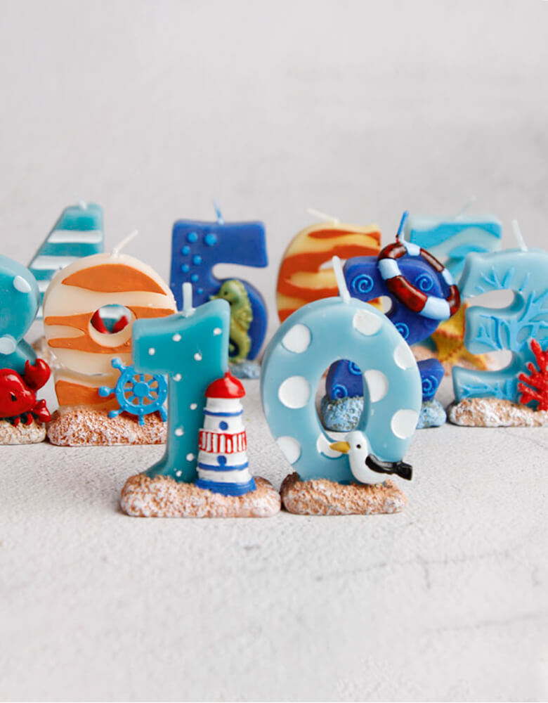 sea themed number candles. Sea themed birthday party, nautical themed birthday party